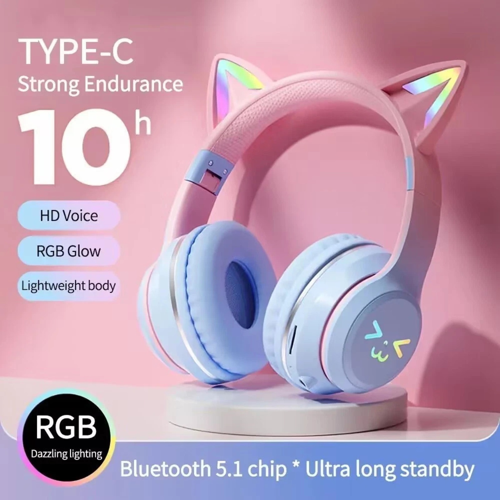 Kids Cat-Ear Wireless Headphones